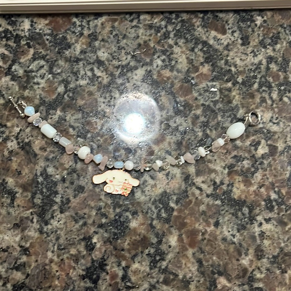 Kids cinnamonroll bracelet (made with real stone and made by hand)